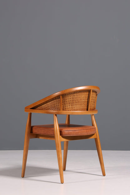 Edler Korbgeflecht Esszimmer Stuhl "Malibu Brown" Küchenstuhl Armlehnstuhl Buche Sekretär Stuhl