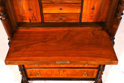 Eleganter Gründerzeit Sekretär Vertiko Highboard Louis Philippe Kommode Antik Schrank um 1880
