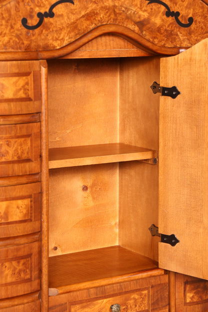 Beeindruckender Barock Aufsatzsekretär Nussbaum Sekretär Schreibschrank Tabernakel Massivholz Vintage