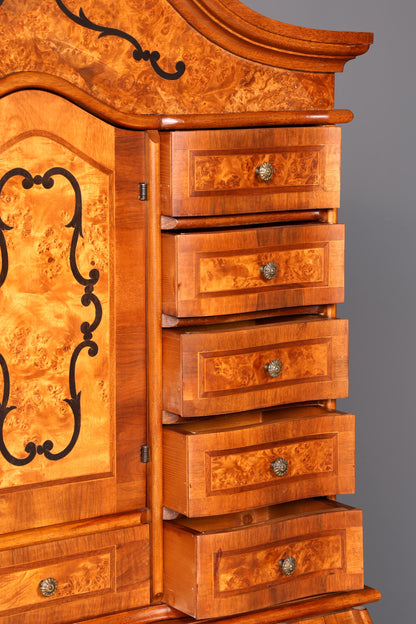Beeindruckender Barock Aufsatzsekretär Nussbaum Sekretär Schreibschrank Tabernakel Massivholz Vintage