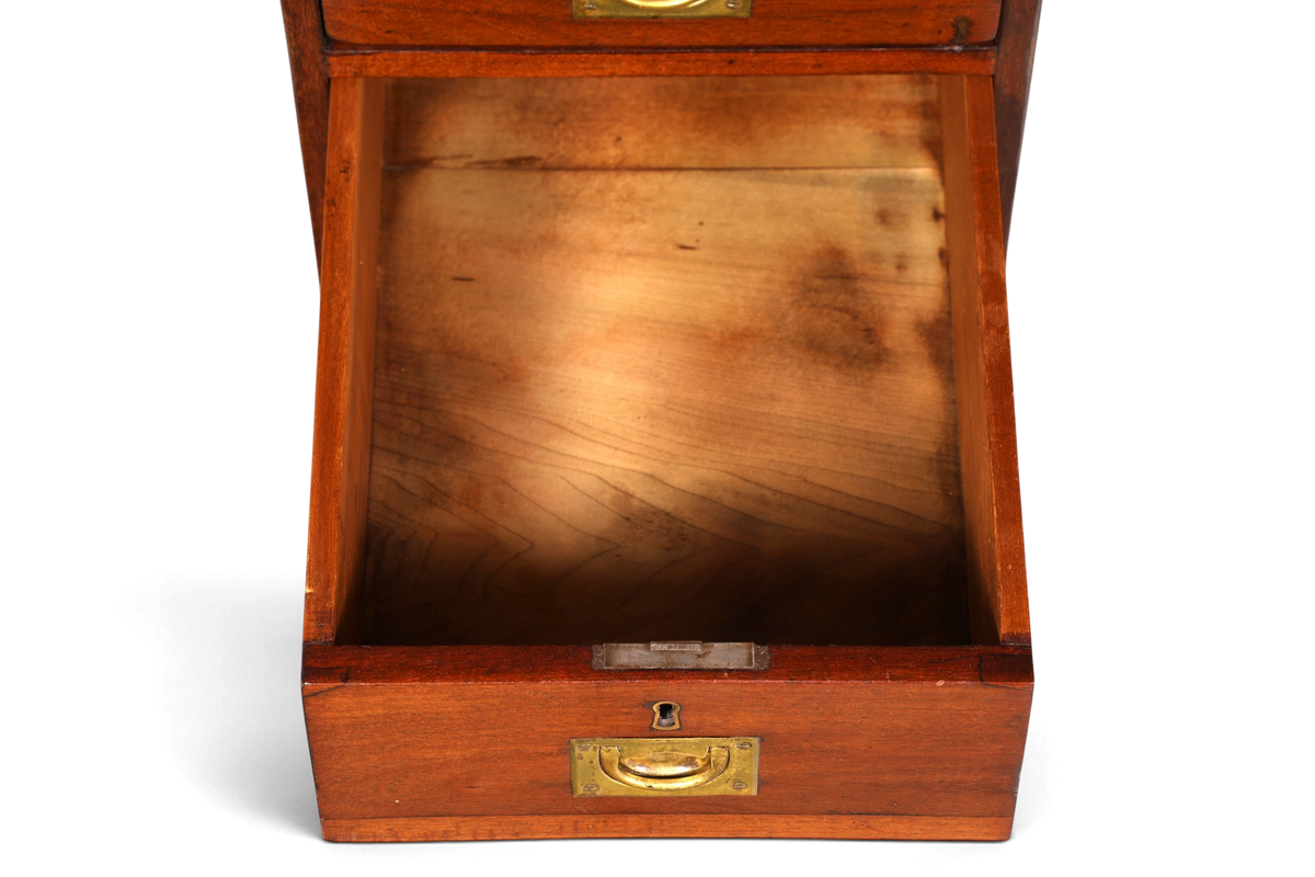 Edler Englischer Military Chest Schreibtisch Maritim Bürotisch Lederauflage Office Desk