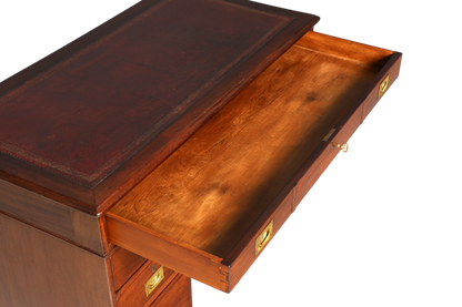 Edler Englischer Military Chest Schreibtisch Maritim Bürotisch Lederauflage Office Desk