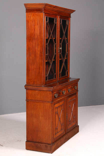 Beeindruckender Englischer Bücherschrank Mahagoni Vitrine Bibliothek Antik Glasvitrine Buffet