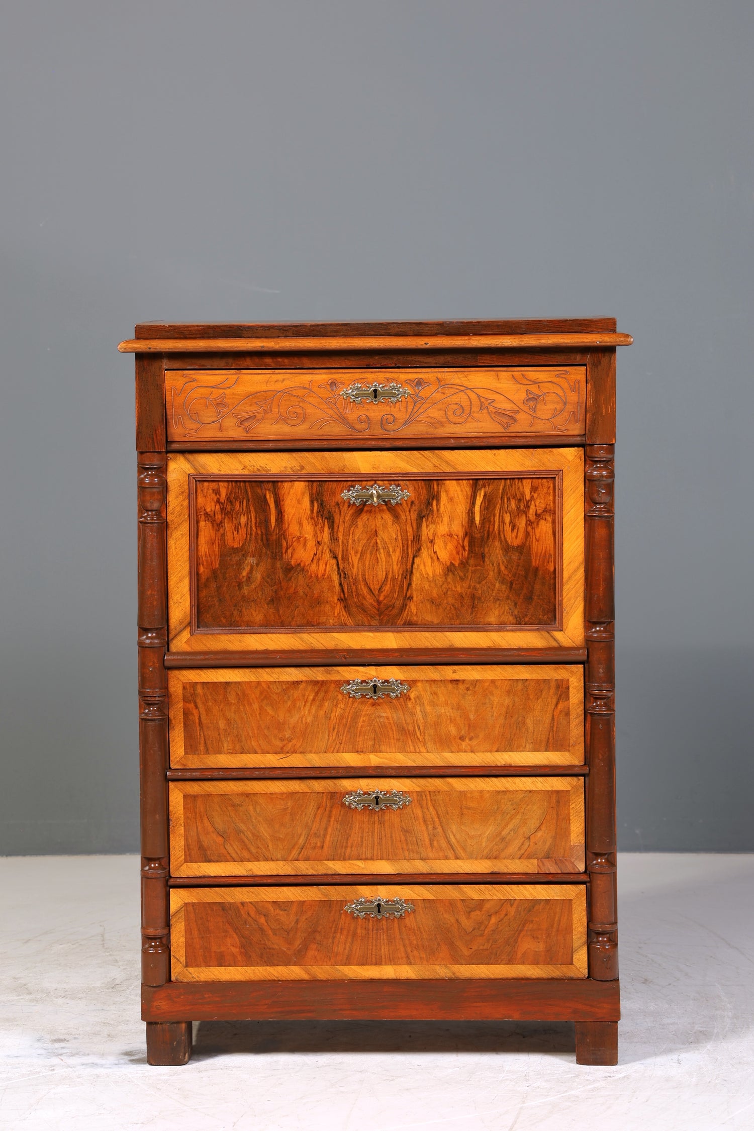 Edler Gründerzeit Sekretär Vertiko Highboard Jugendstil Kommode Schrank um 1880