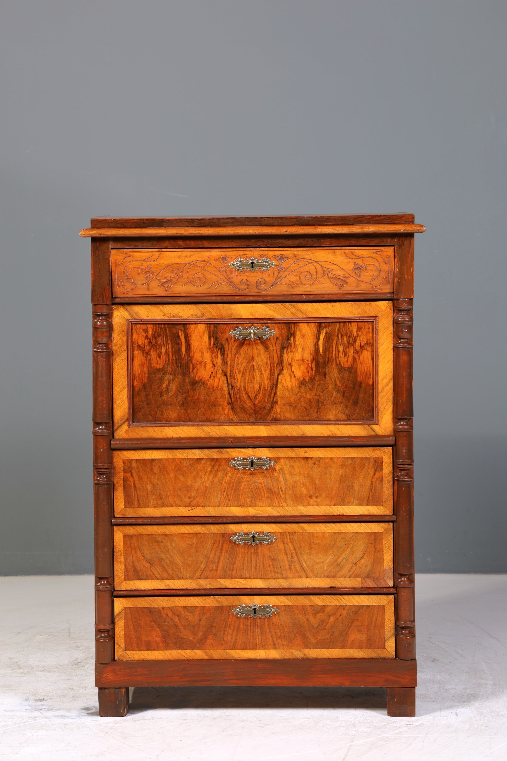 Edler Gründerzeit Sekretär Vertiko Highboard Jugendstil Kommode Schrank um 1880