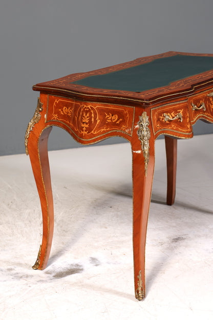 Traumhafter Louis XV Stil Schreibtisch French Desk Antik Barock Stil grün Bürotisch