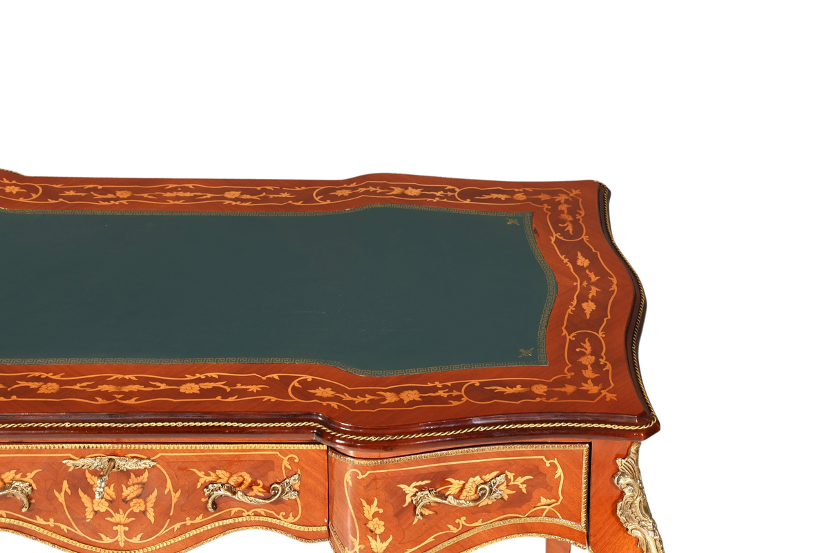 Traumhafter Louis XV Stil Schreibtisch French Desk Antik Barock Stil grün Bürotisch