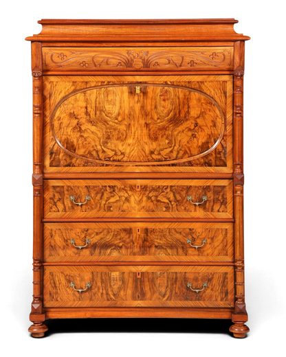 Traumhafter Louis Philippe Sekretär um 1870 Vertiko Nussbaum Highboard Kommode Sekretär Schrank