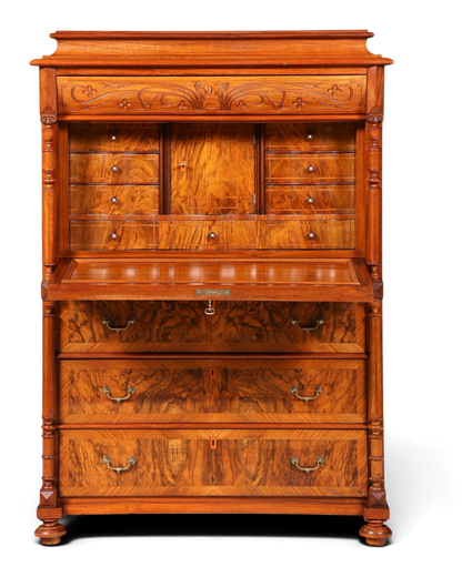 Traumhafter Louis Philippe Sekretär um 1870 Vertiko Nussbaum Highboard Kommode Sekretär Schrank