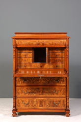 Traumhafter Louis Philippe Sekretär um 1870 Vertiko Nussbaum Highboard Kommode Sekretär Schrank