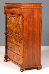 Traumhafter Louis Philippe Sekretär um 1870 Vertiko Nussbaum Highboard Kommode Sekretär Schrank