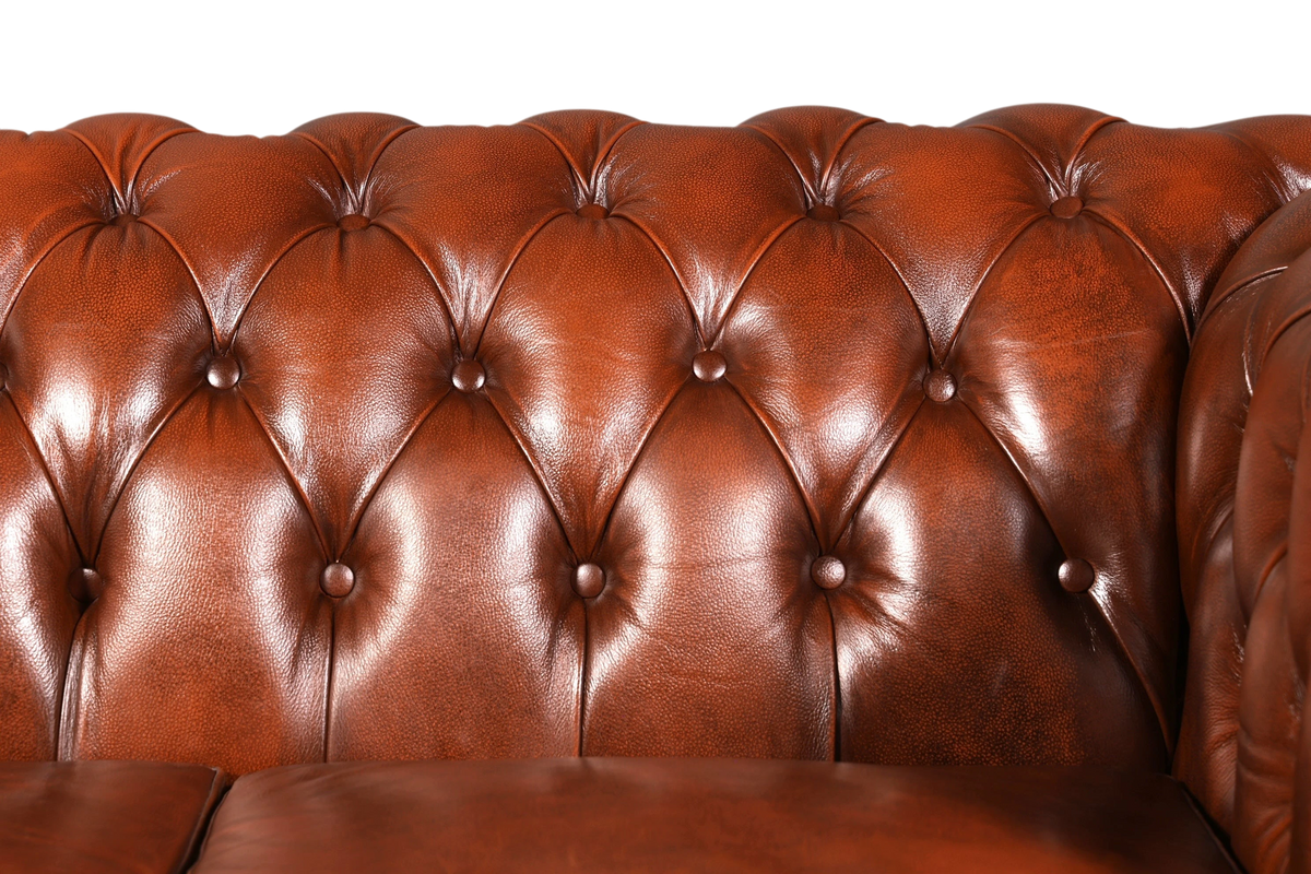 G118 Finish Wunderschönes Original Chesterfield 2er Sofa Englisch Oxblood Leder 2- Sitzer Couch