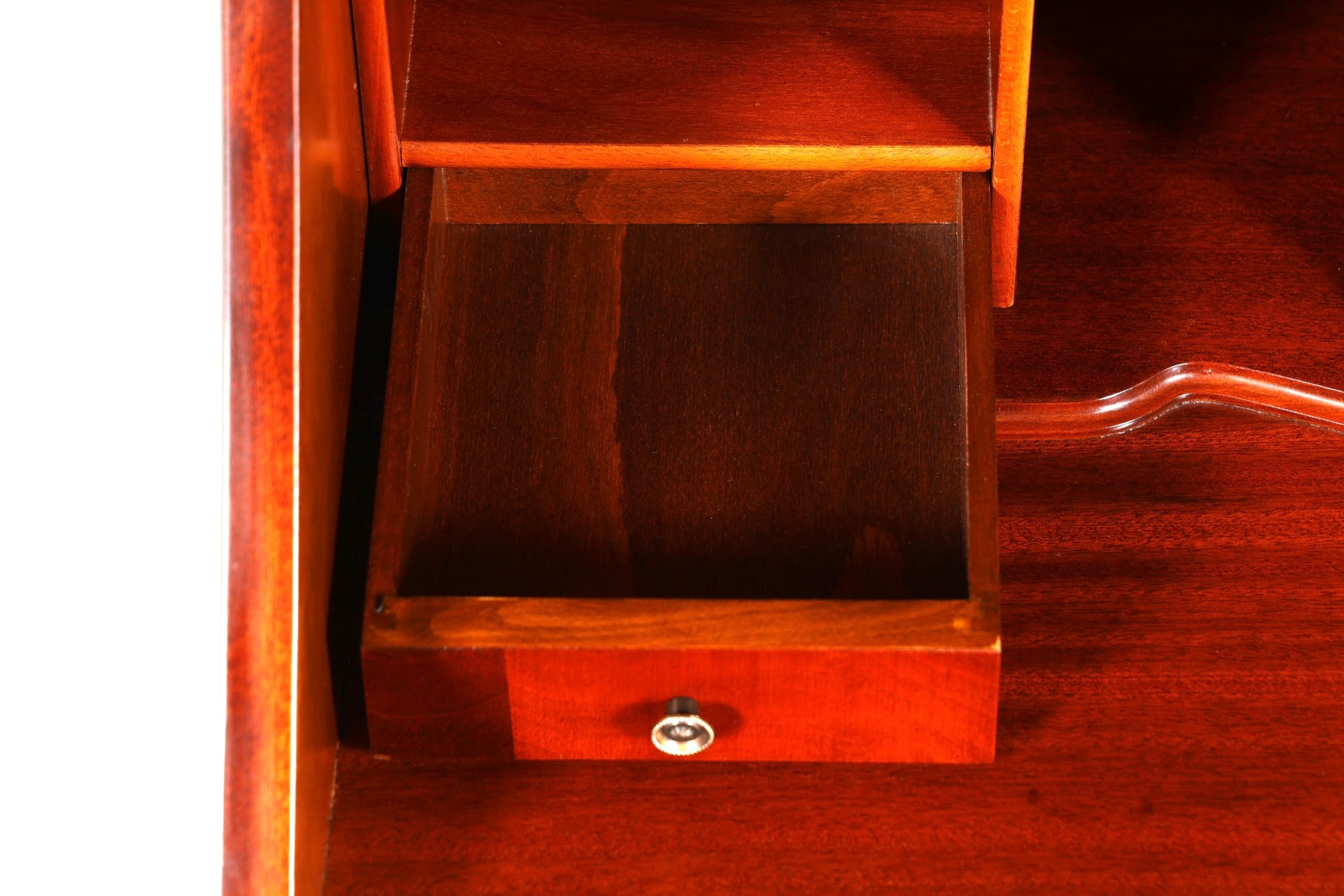 Magnifique secrétaire anglais, vitrine ancienne en acajou des années 1960, Royaume-Uni