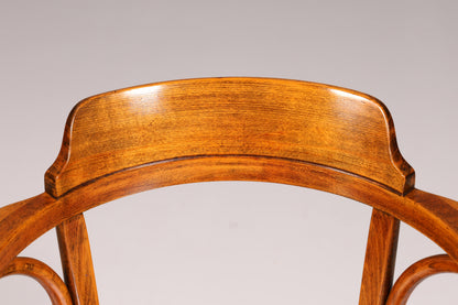 Magnifique fauteuil à accoudoirs de style Thonet, en bois courbé, antique, chaise de secrétaire vintage pour salle à manger ou cuisine