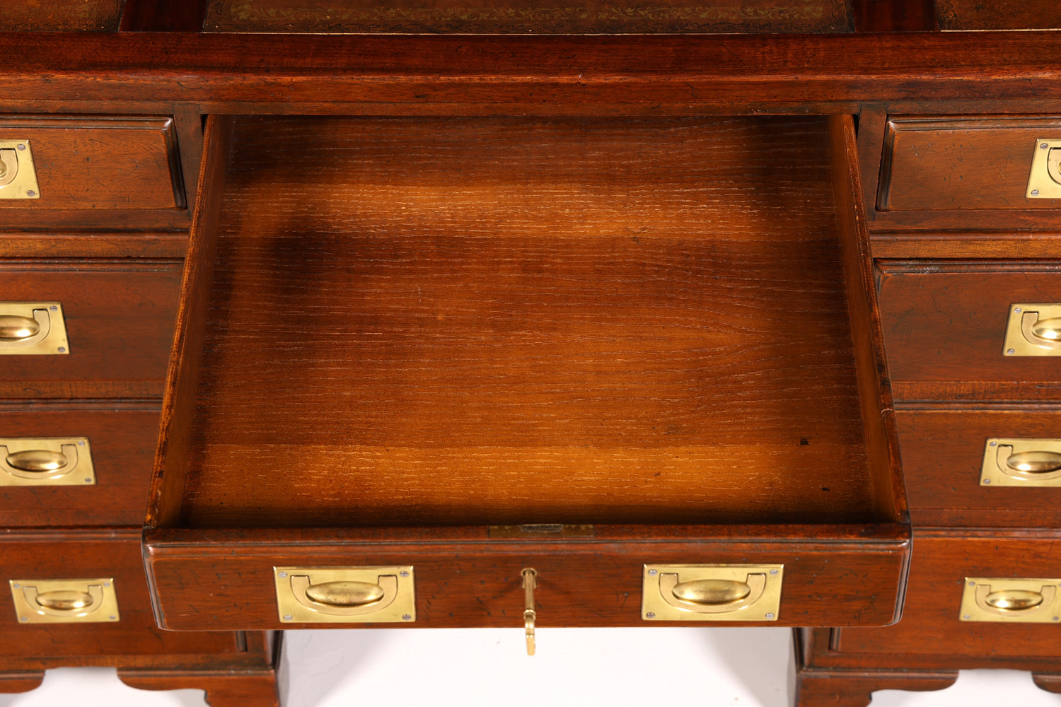 Edler Englischer Schreibtisch Military Chest Echt Lederauflage Bürotisch Office Table Maritim Antik Vintage