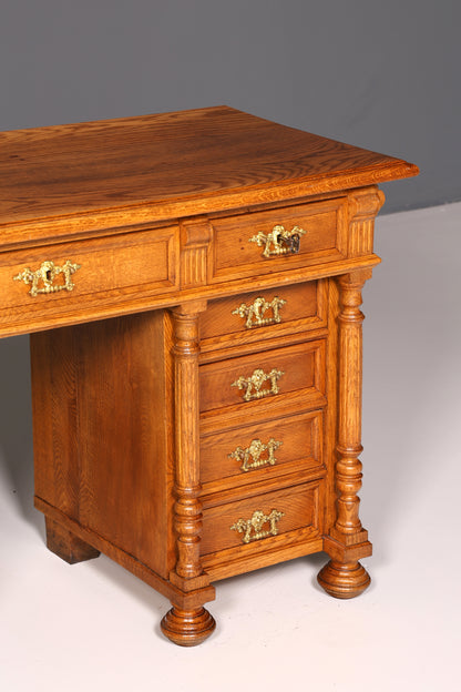 Traumhafter Gründerzeit Schreibtisch Jugendstil Bürotisch Löwenfüße Antik Massivholz