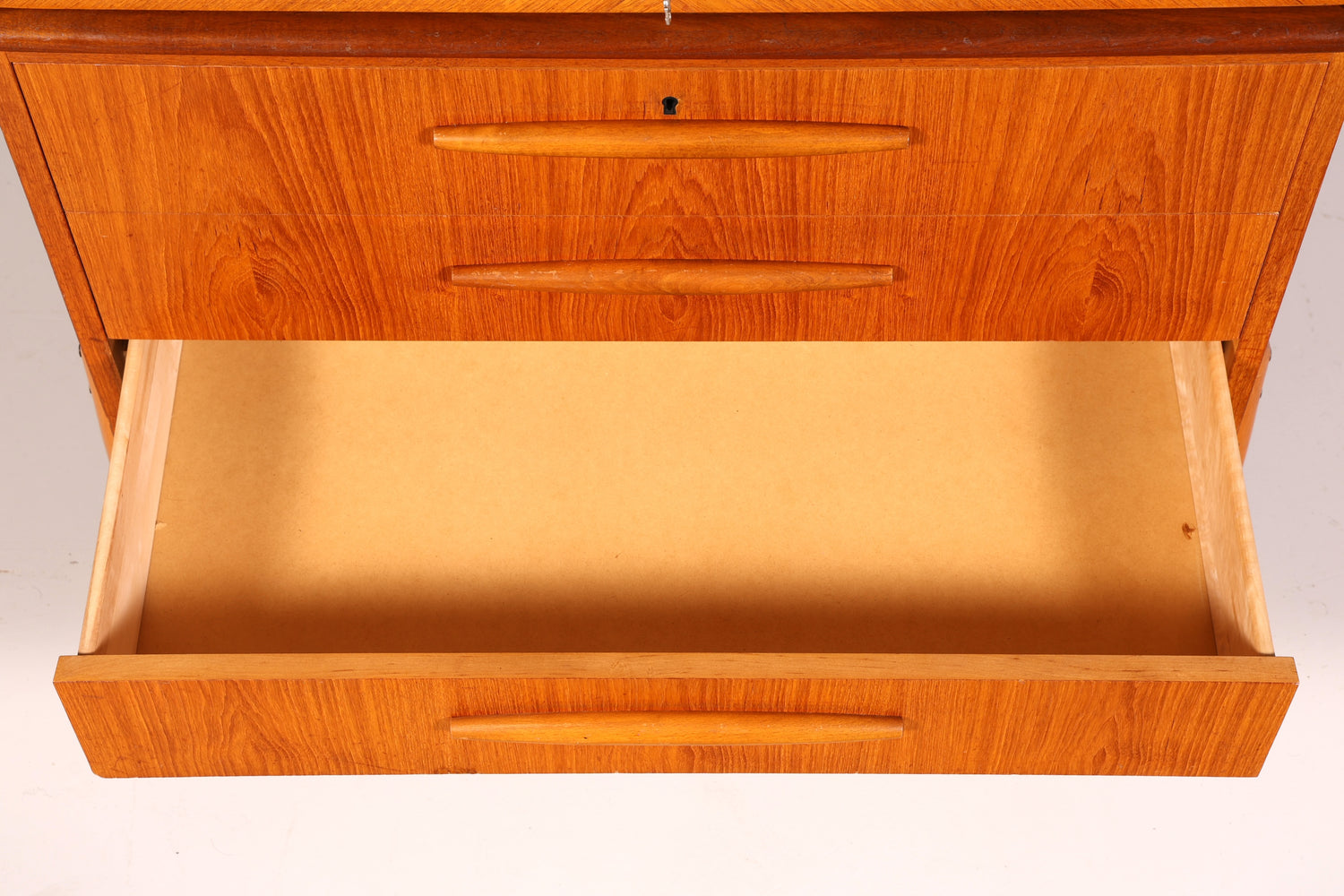 Magnifique secrétaire à rideau Mid-Century, commode de bureau, armoire vintage des années 60 en bois