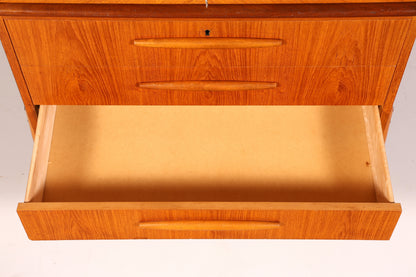 Magnifique secrétaire à rideau Mid-Century, commode de bureau, armoire vintage des années 60 en bois