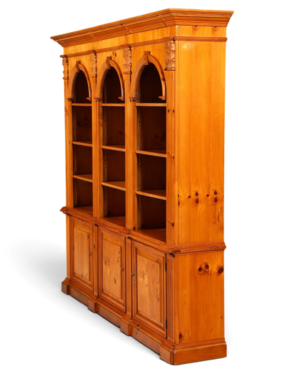 Hauptstadt Möblerei XXL Ethan Allen Bücherregal aus Kiefernholz im Antik Stil mit drei Rundbogen-Regalfächern