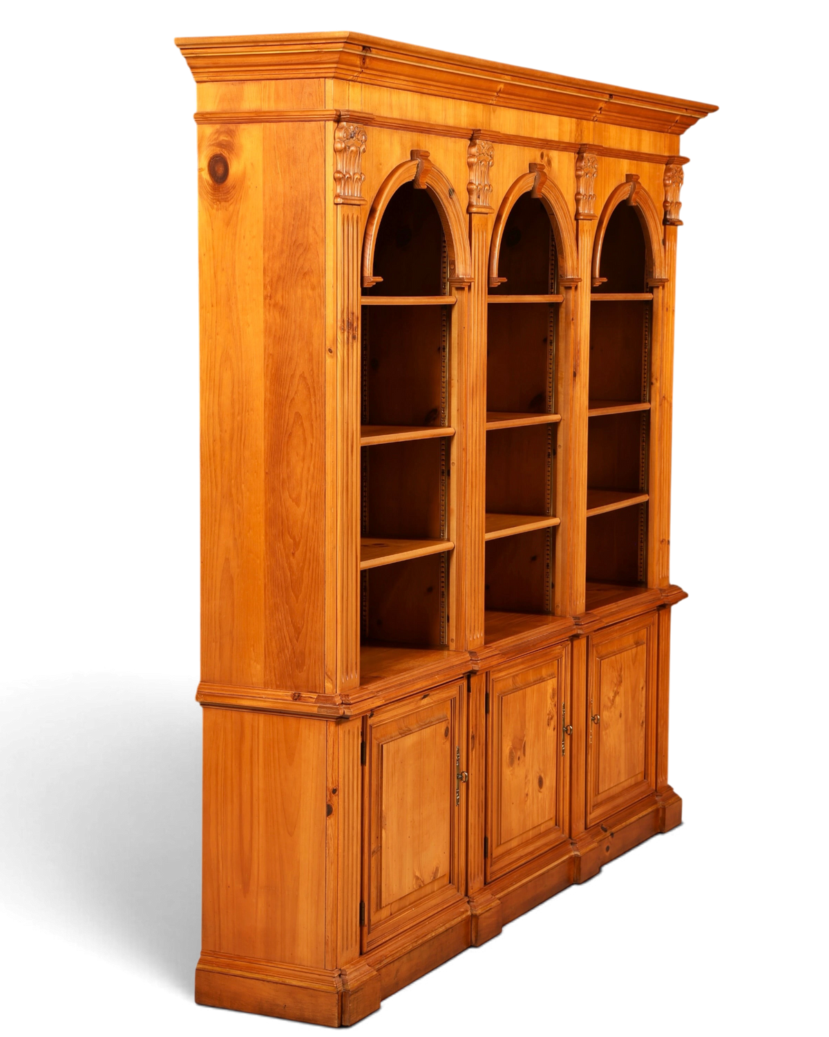 Hauptstadt Möblerei XXL Ethan Allen Bücherregal aus Kiefernholz im Antik Stil mit Bogen-Design und Schrankfächern