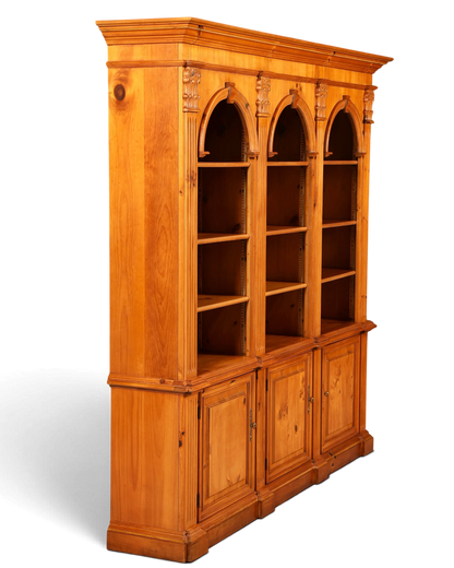 Hauptstadt Möblerei XXL Ethan Allen Bücherregal aus Kiefernholz im Antik Stil mit Bogen-Design und Schrankfächern