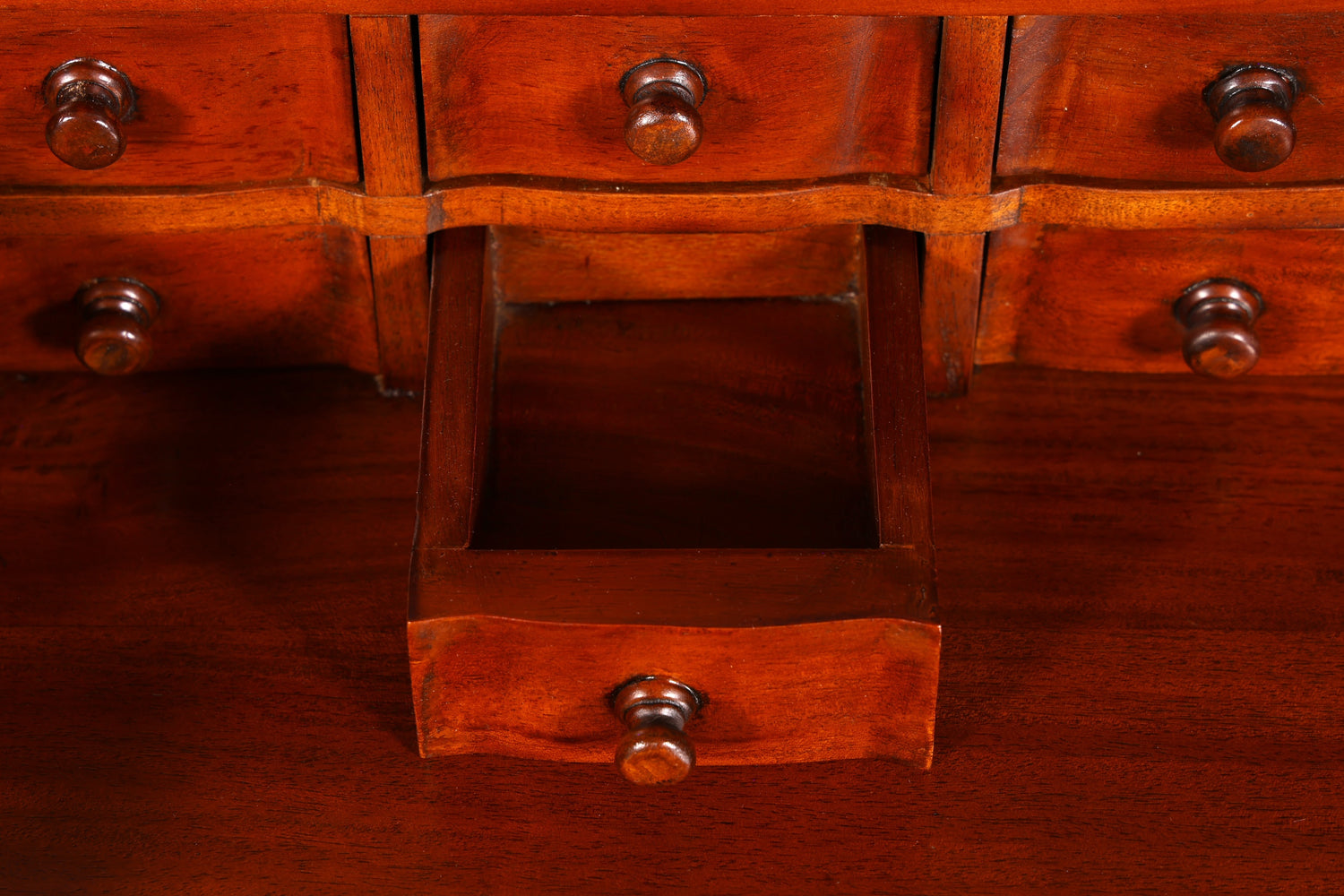 Magnifique secrétaire anglais Davenport, bureau avec sous-main en cuir, commode, antique et vintage