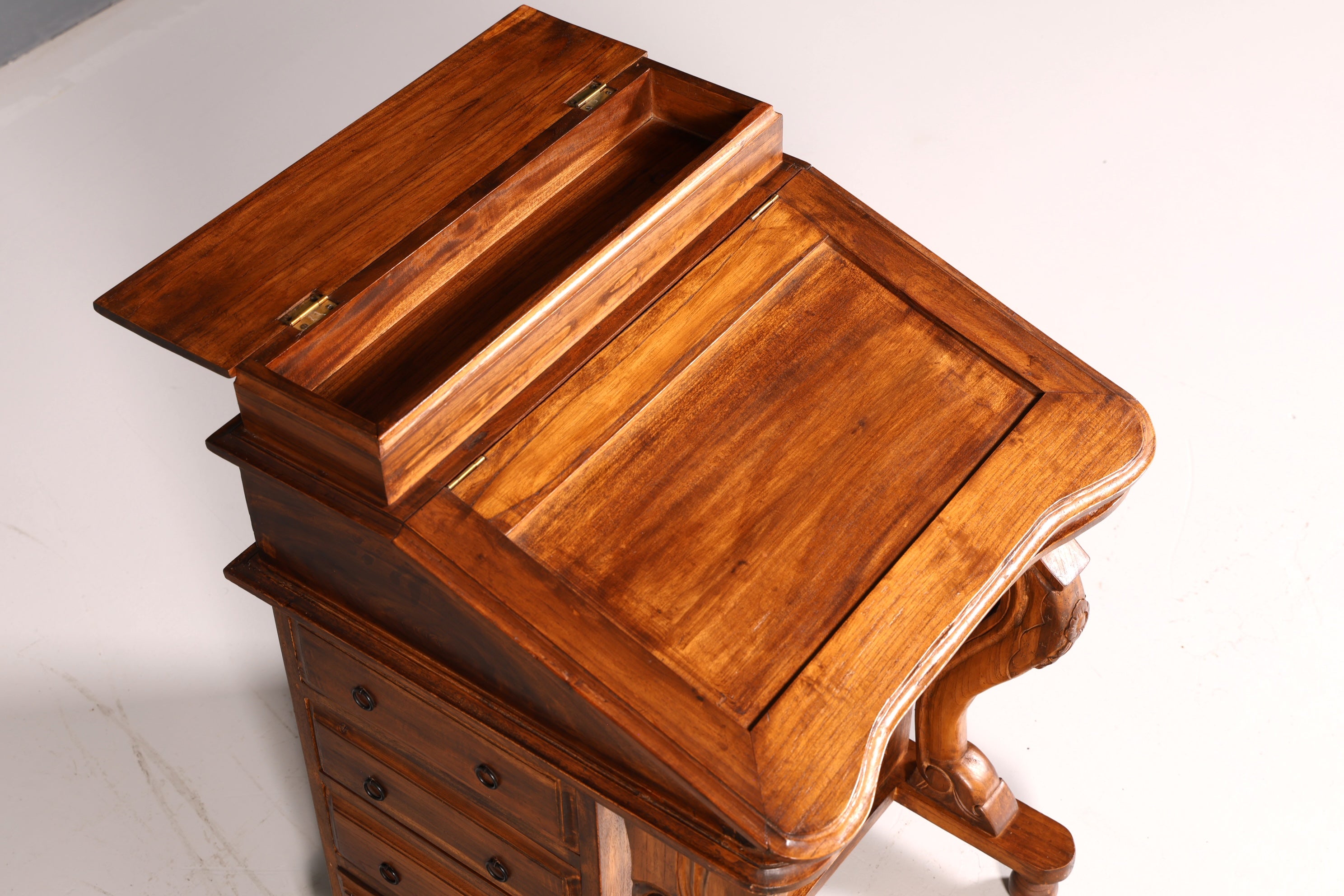 Magnifique bureau Davenport anglais, secrétaire, commode à écrire de style victorien, commode ancienne vintage