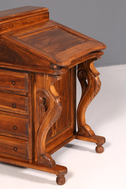 Magnifique bureau Davenport anglais, secrétaire, commode à écrire de style victorien, commode ancienne vintage