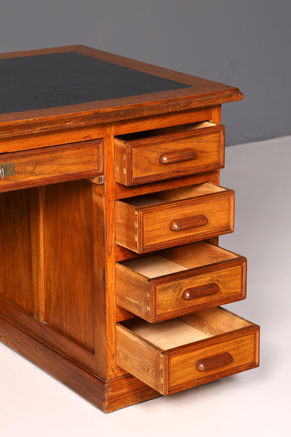 Magnifique bureau de style Bauhaus et Art déco, table de bureau en chêne antique vintage