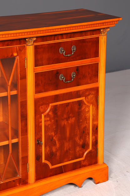 G802 Finish Wunderschöne Englische Vitrine Bücherschrank Buffet Antik Stil Englisch Eibe Glasvitrine Bibliothek (Kopie)