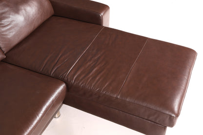 Wunderschönes Stressless E200 Ecksofa Echtleder Braun Sofa mit Récamière Hocker Ledersofa Couch Vintage