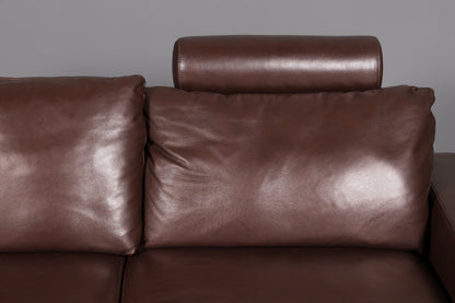 Wunderschönes Stressless E200 Ecksofa Echtleder Braun Sofa mit Récamière Hocker Ledersofa Couch Vintage