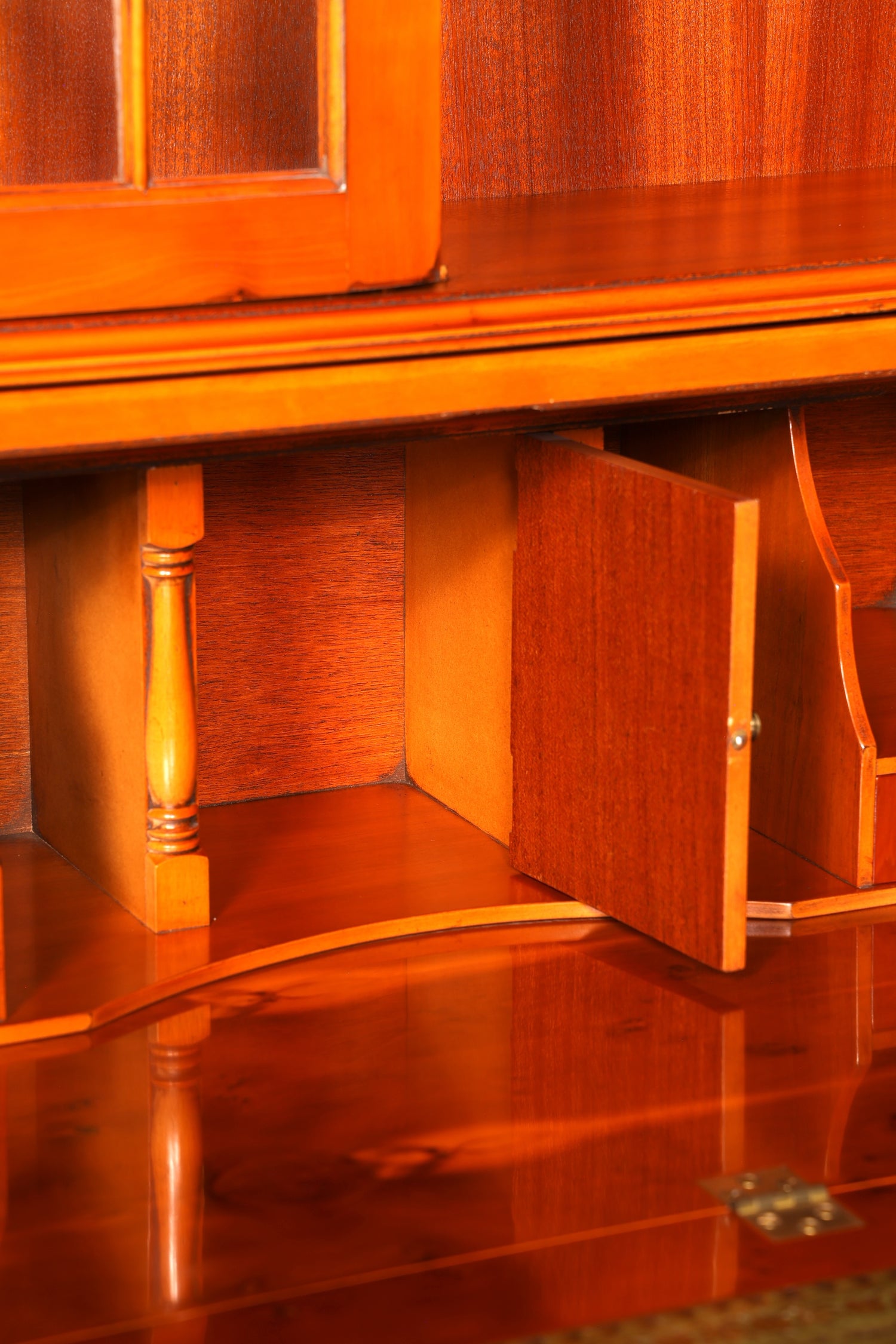 Bureau secrétaire anglais élégant, bureau de bureau, bois d&