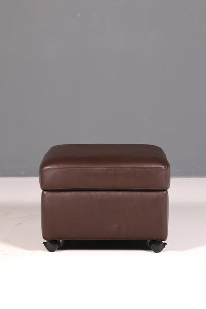 Wunderschönes Stressless E200 Ecksofa Echtleder Braun Sofa mit Récamière Hocker Ledersofa Couch Vintage