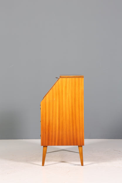 Schlichter Mid Century Sekretär Vintage Schreibmöbel echt Holz Kommode Office Secretary
