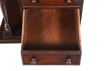 Magnifique bureau anglais Davenport, secrétaire avec plateau en cuir et commode.