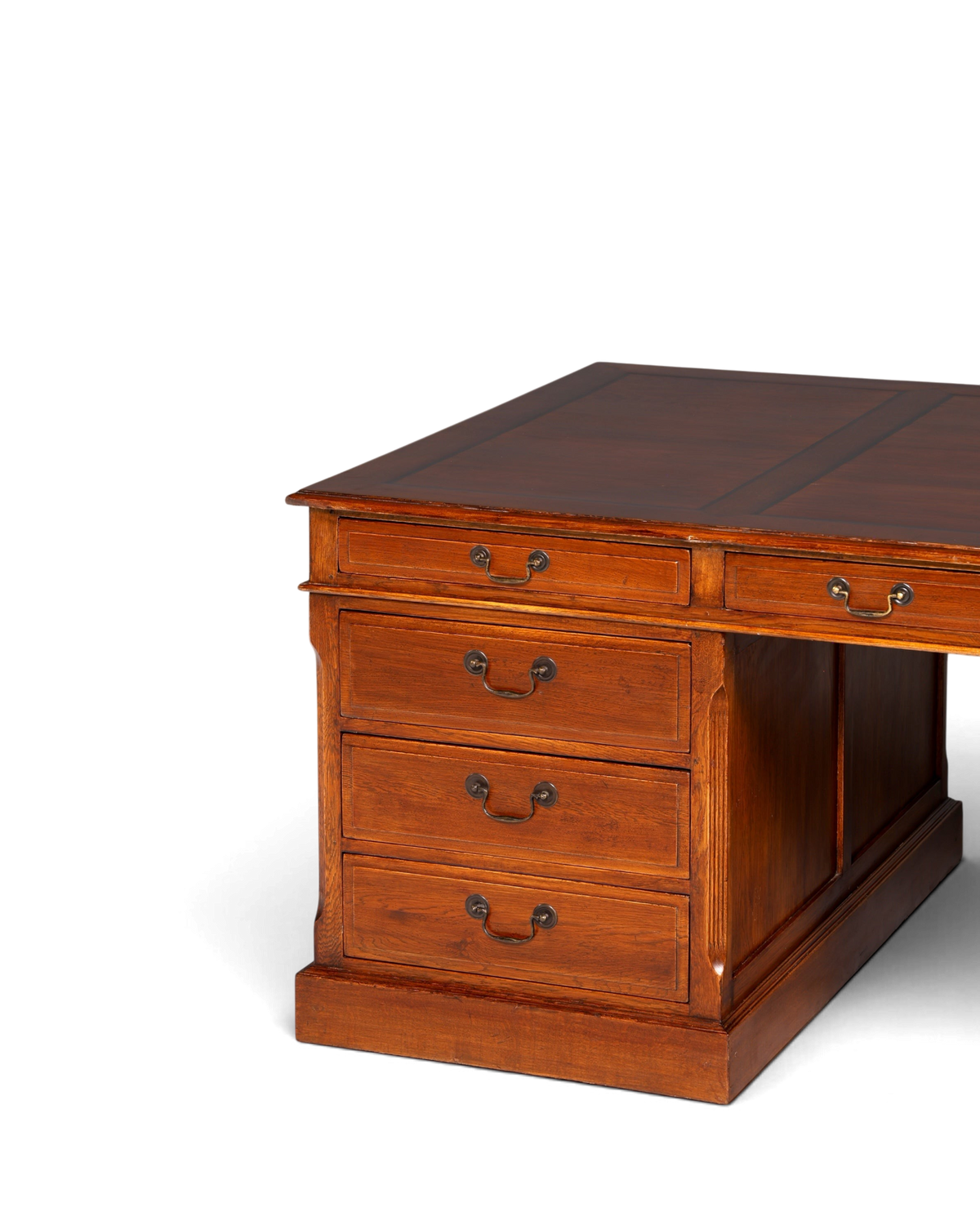 Hauptstadt Möblerei englischer XXL Partnerdesk aus massivem Holz mit Schubladen und antiken Messinggriffen