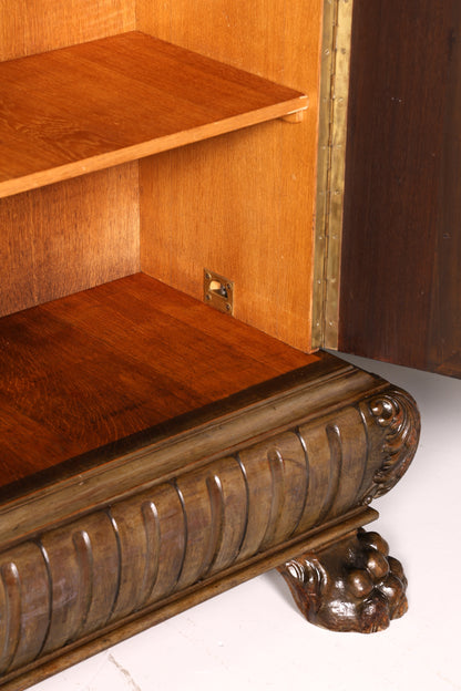 Impressionnante bibliothèque vitrine néo-Renaissance de style Gründerzeit, meuble de bureau, buffet, armoire antique en bois massif