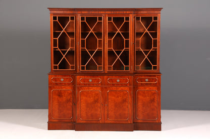 Impressionnante vitrine anglaise, bibliothèque, armoire à livres, vitrine en verre, buffet, armoire en bois véritable, antique et vintage