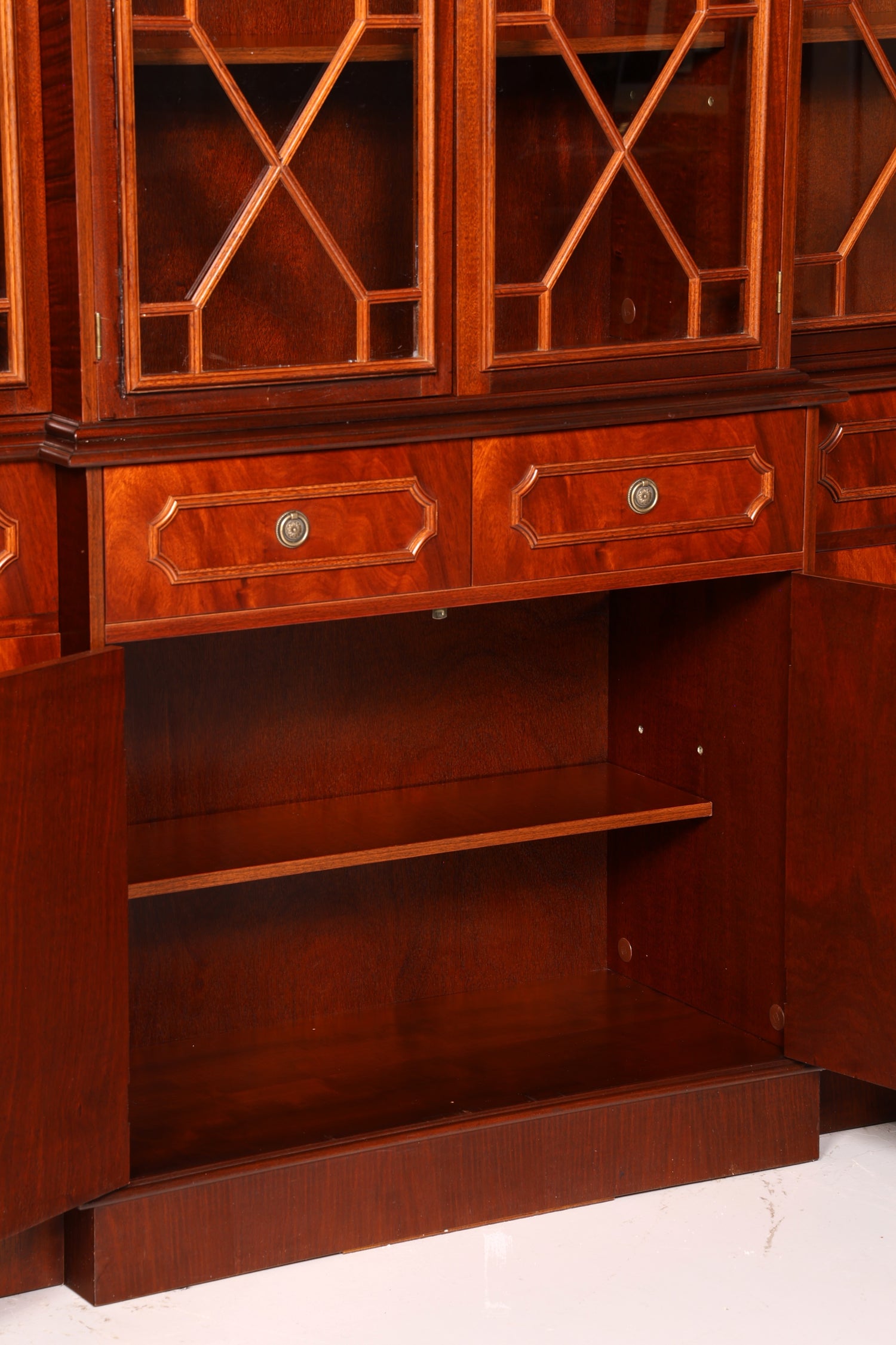 Impressionnante vitrine anglaise, bibliothèque, armoire à livres, vitrine en verre, buffet, armoire en bois véritable, antique et vintage