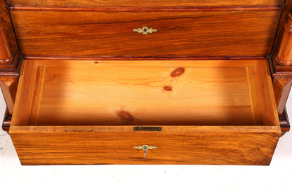 Secrétaire Gründerzeit onirique, commode haute Vertiko, meuble secrétaire Louis Philippe, vers 1880