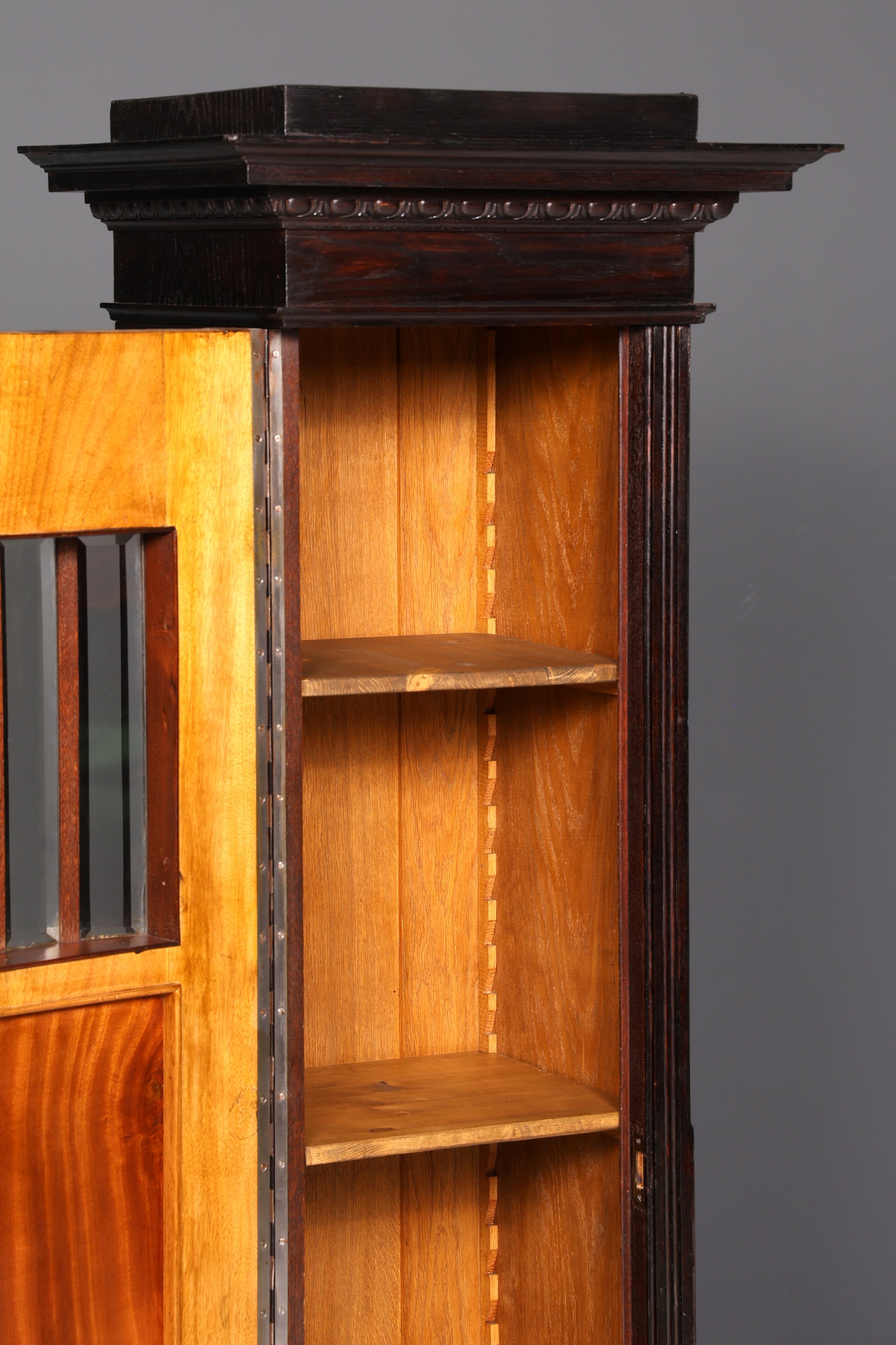 Magnifique vitrine Art nouveau, bibliothèque ancienne, vaisselier, vitrine en verre, armoire ancienne, 1 sur 2