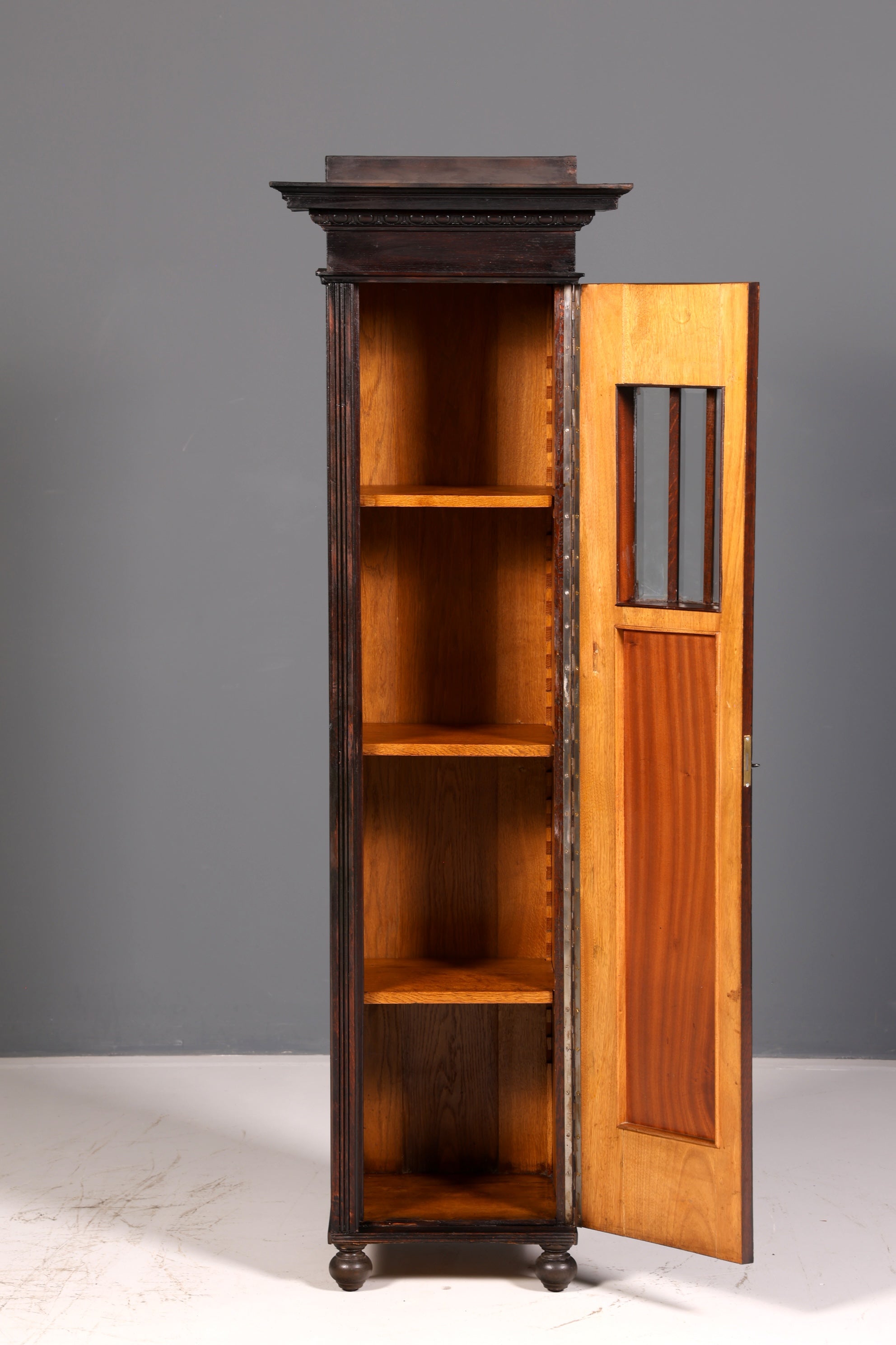 Magnifique vitrine Art nouveau en chêne, bibliothèque ancienne, vaisselier, vitrine, armoire ancienne, 2 sur 2