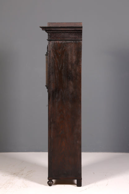 Magnifique vitrine Art nouveau en chêne, bibliothèque ancienne, vaisselier, vitrine, armoire ancienne, 2 sur 2