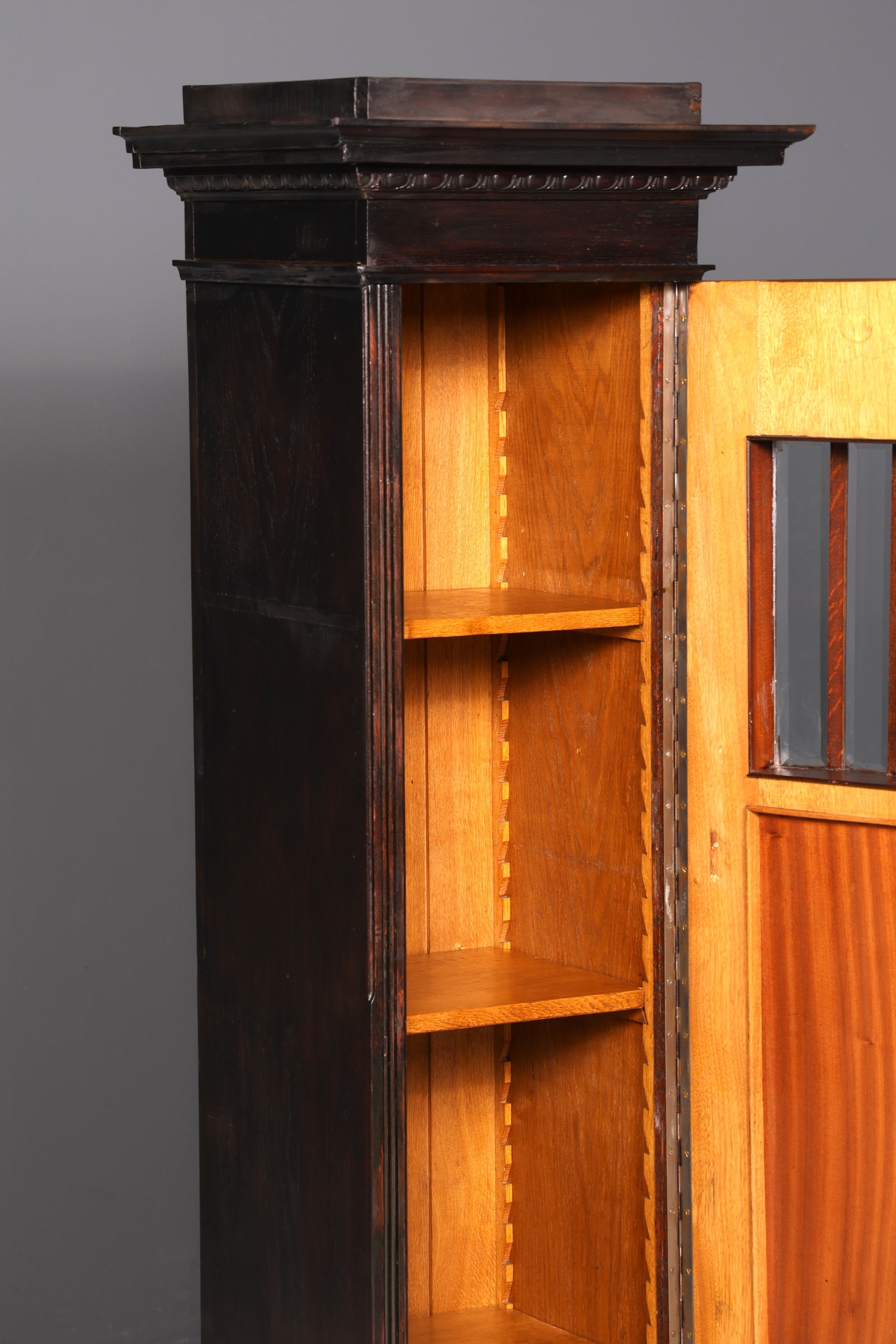 Magnifique vitrine Art nouveau en chêne, bibliothèque ancienne, vaisselier, vitrine, armoire ancienne, 2 sur 2