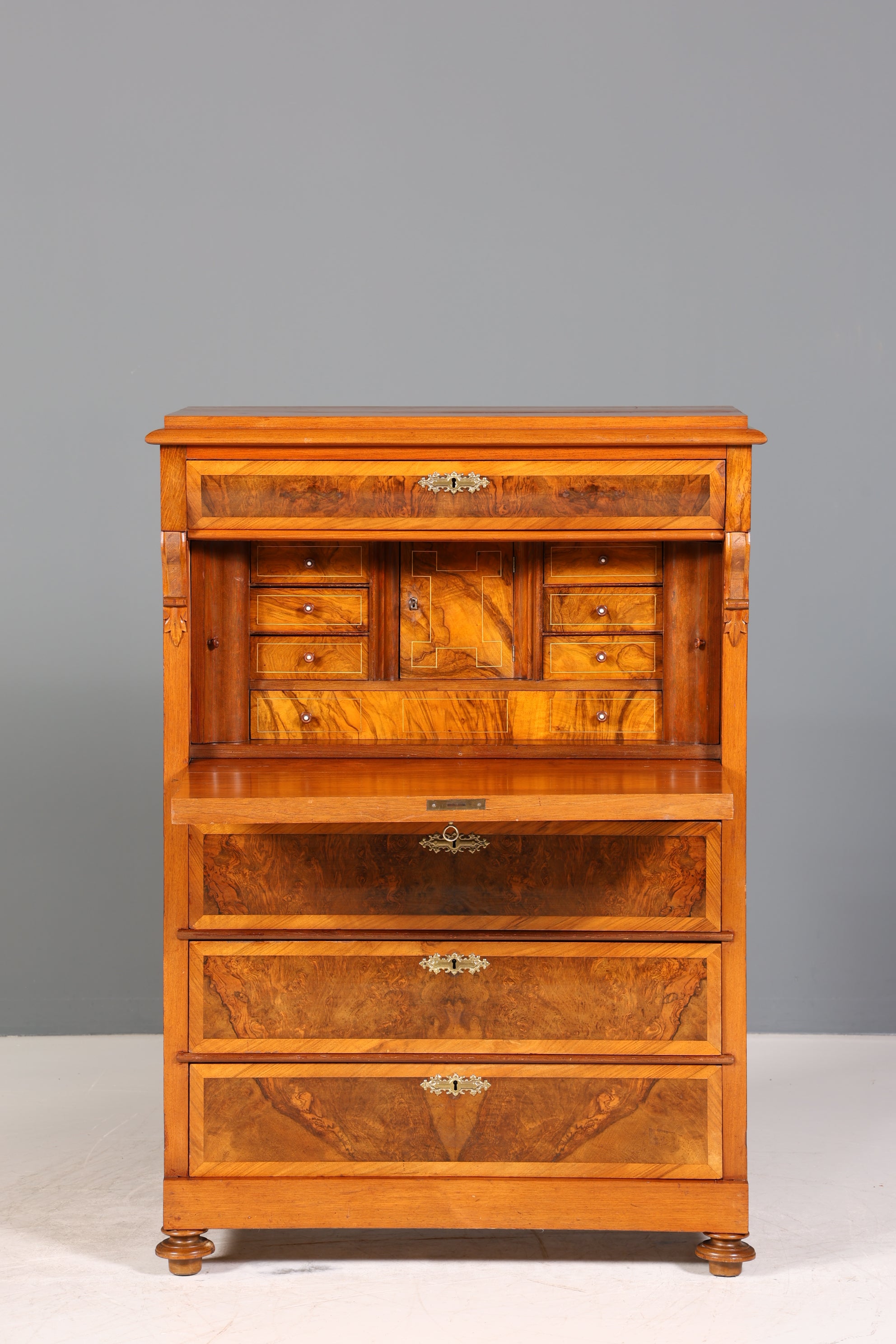 Stilvoller Gründerzeit Sekretär Vertiko Highboard Jugendstil Kommode Schrank um 1880