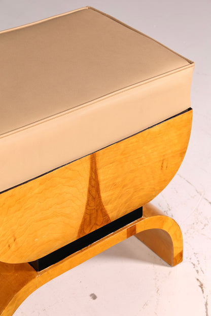 Wunderschöner Hocker im Art Deco Stil Birke Sitzhocker Fußhocker Fußbank Antik Vintage