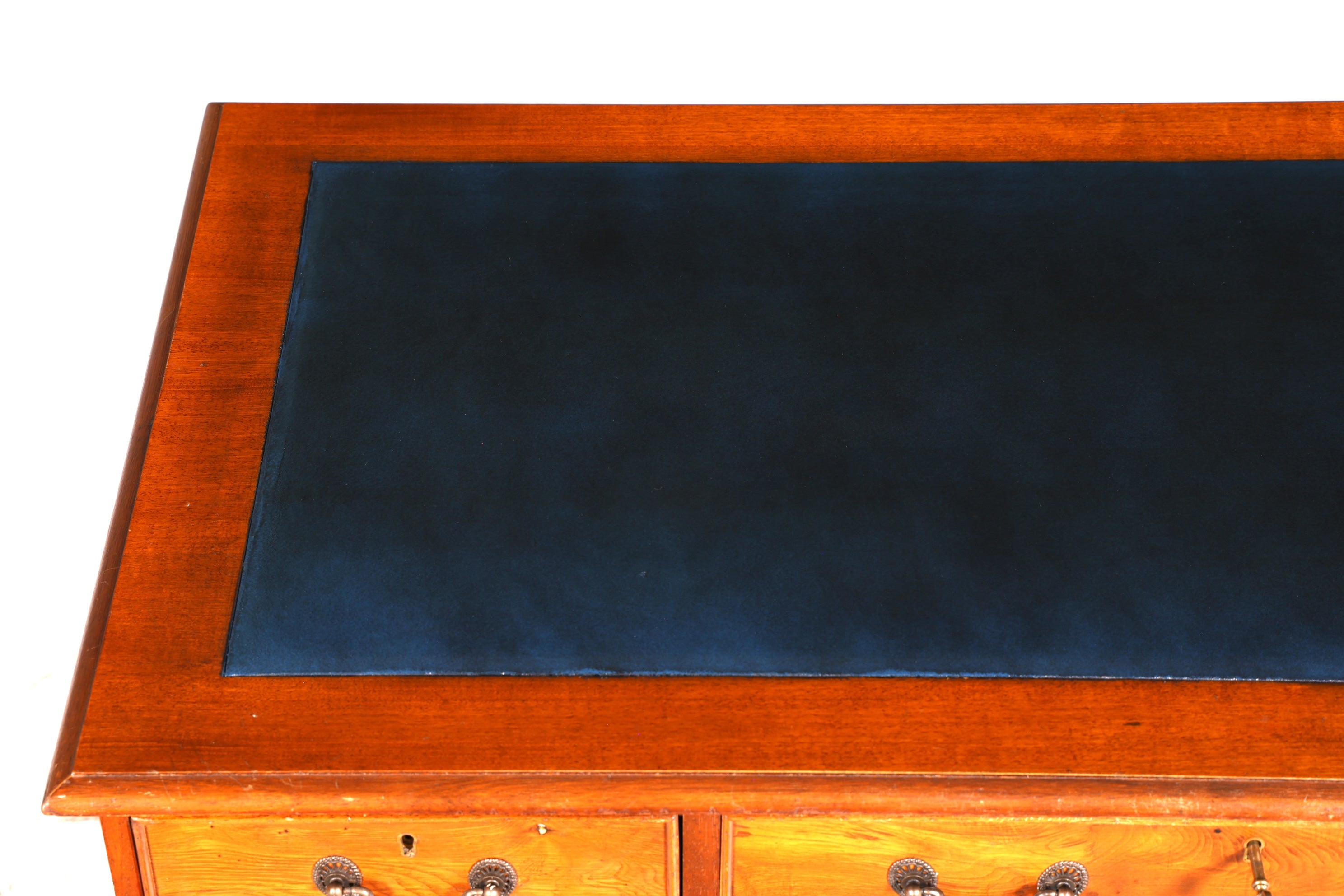 Beautiful English desk, cherry wood, genuine leather inlay, office desk, antique vintage