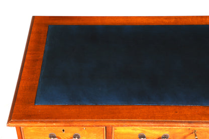 Beautiful English desk, cherry wood, genuine leather inlay, office desk, antique vintage