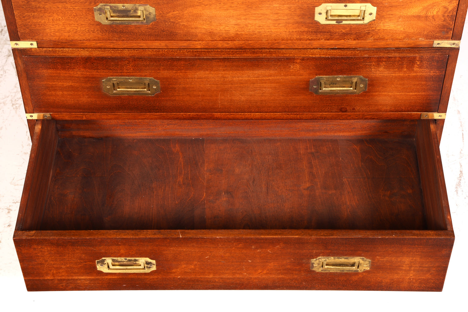 Magnifique secrétaire anglais maritime, commode-bureau avec sous-main en cuir véritable, bureau ancien vintage